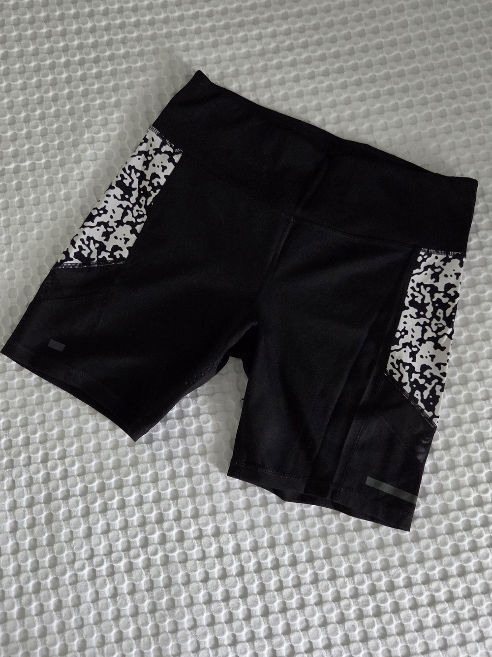 Avia Black Active Bike Shorts with White Speckle Panels